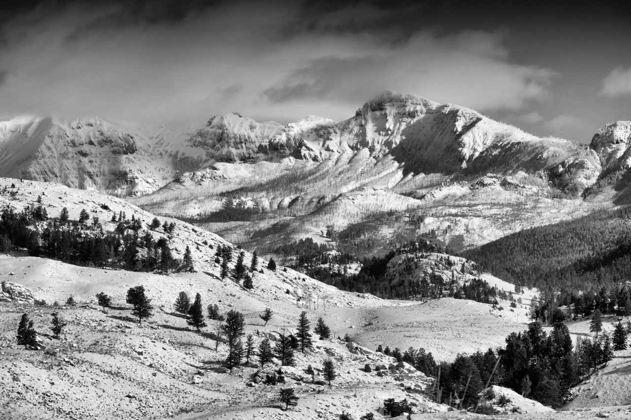 Un paysage du Yellowstone en hiver.