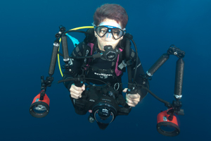 Agnés équpé en grand au retour d'une plongée sur le Krisoula K.