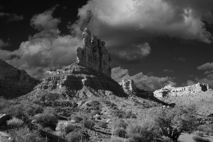 Landscape of Valley of the Gods in Utah in black and white. Landscape of Valley of the Gods in Utah in black and white.