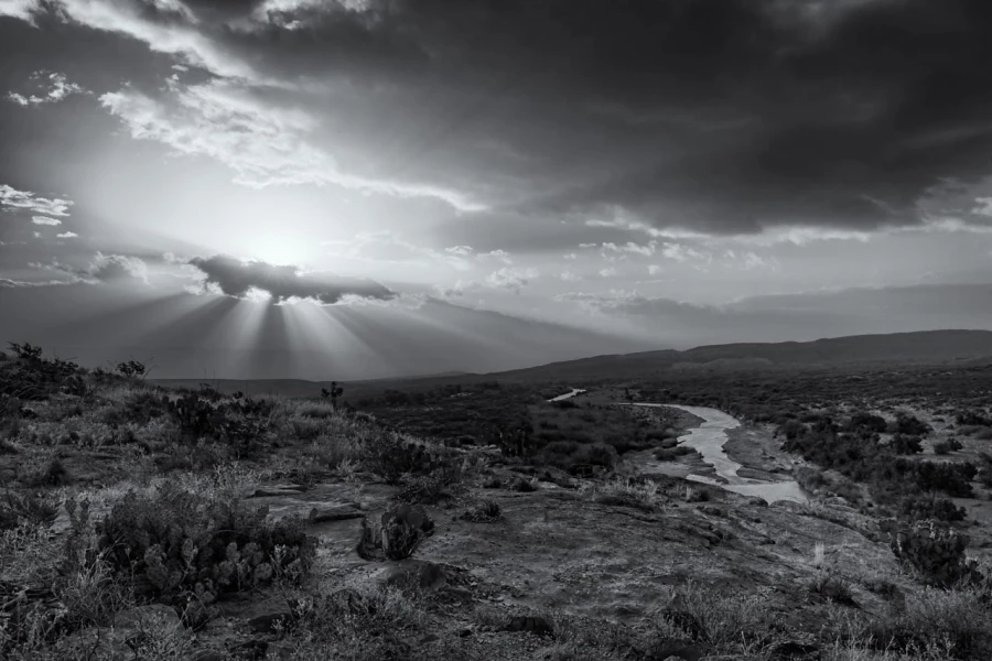 Landscape of Big Bend in Texas in black and white. Landscape of Big Bend in Texas in black and white.