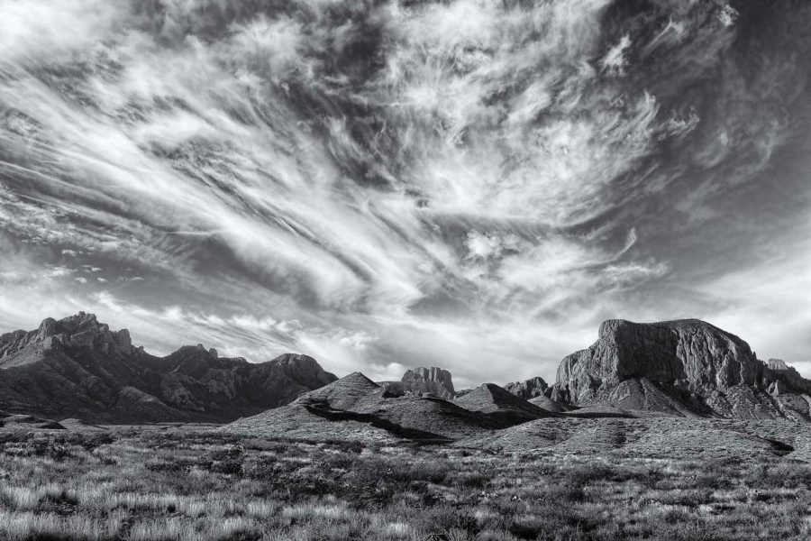 Landscape of Big Bend in Texas in black and white. Landscape of Big Bend in Texas in black and white.