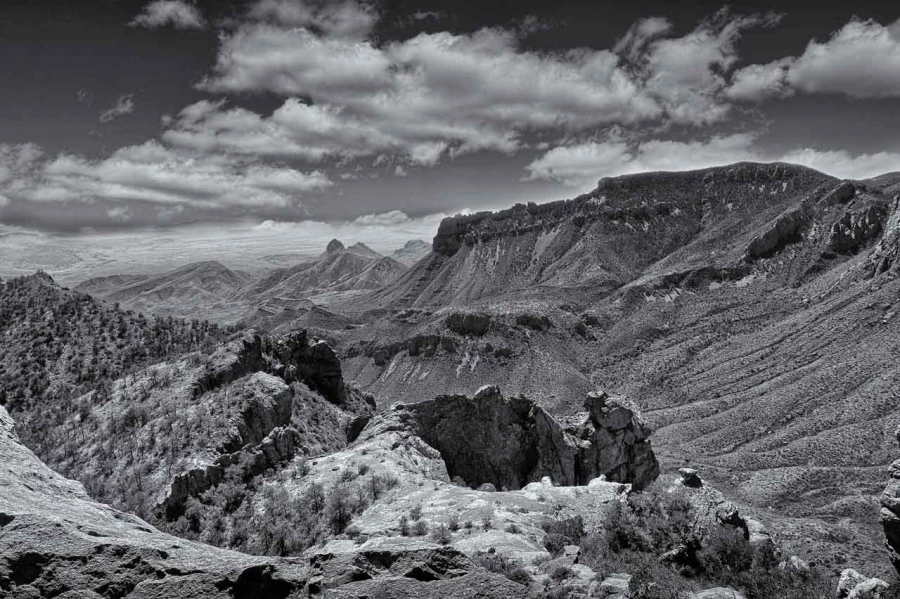 Landscape of Big Bend in Texas in black and white. Landscape of Big Bend in Texas in black and white.