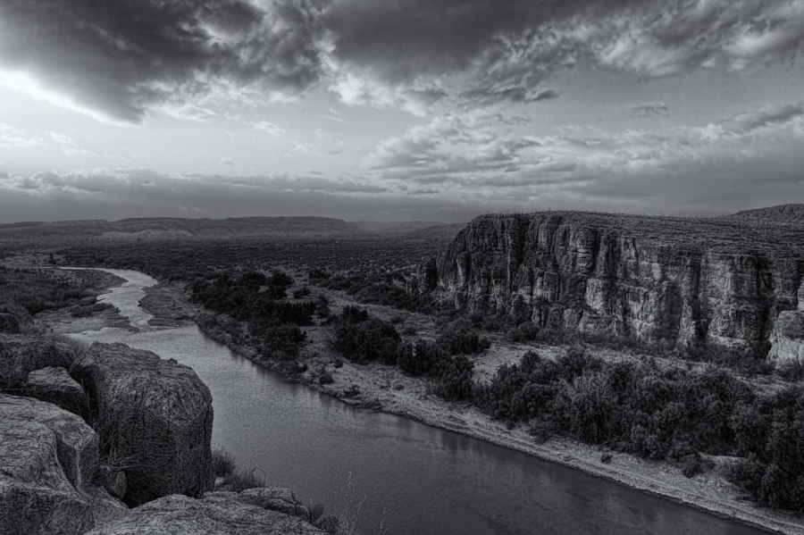 Landscape of Big Bend in Texas in black and white. Landscape of Big Bend in Texas in black and white.