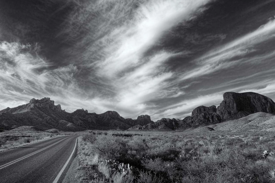 Landscape of Big Bend in Texas in black and white. Landscape of Big Bend in Texas in black and white.