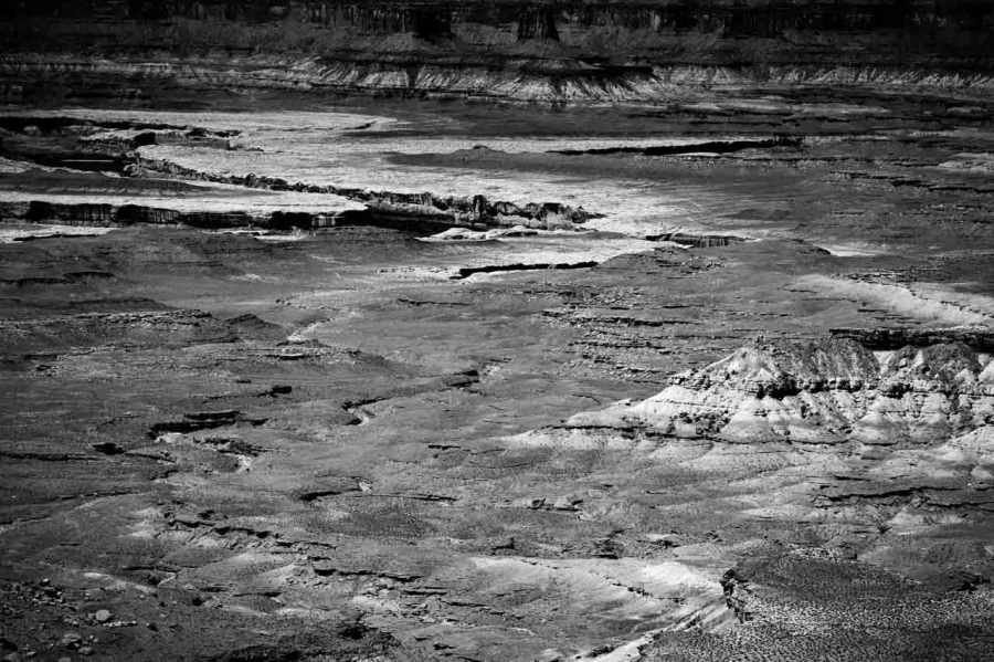Landscape in black and white of Island in the Sky in the Canyonl Landscape in black and white of Island in the Sky in the Canyonl