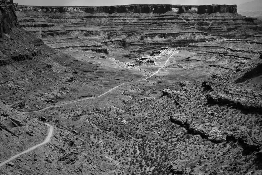 Landscape in black and white of Island in the Sky in the Canyonl Landscape in black and white of Island in the Sky in the Canyonl