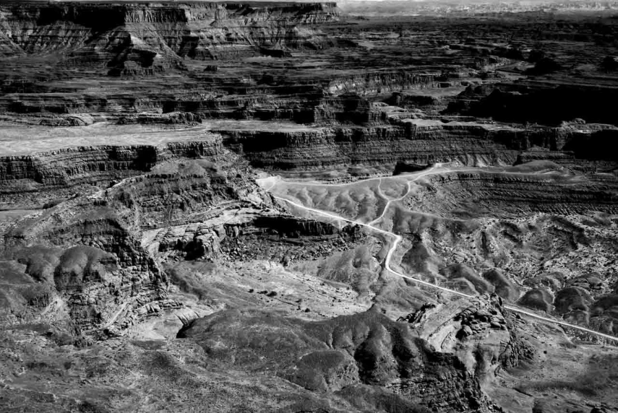 Landscape in black and white of Island in the Sky in the Canyonl Landscape in black and white of Island in the Sky in the Canyonl