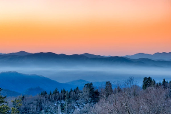 Landscapes of the Smoky Mountains in the state of Tennessee in the US Photographs of the Smoky Mountains in Tennessee, USA.