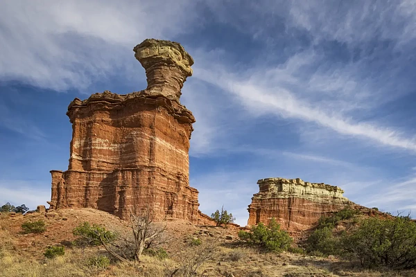 Photos d'art de paysages en couleur : "Paysages intemporels du Canyon de Palo Duro au Texas" Paysage en couleur du canyon de Palo Duro au Texas. Cette photo montre le Lighthouse.