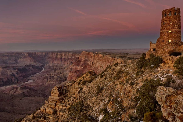 Grand Canyon from South Rim, state of Arizona, USA The Grand Canyon photographed from the south rime in the state of Arizona at dusk.