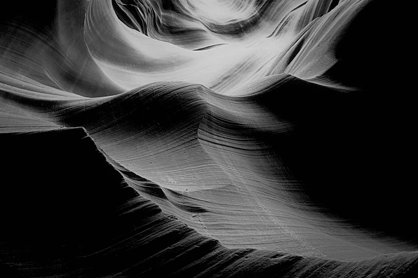 Understand a Photo Visually and Semantically Photograph of Antelop Canyon in black and white. Photograph by Amar Guillen, photographer artist.
