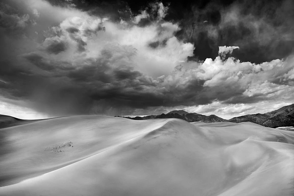 Choosing the Right Paper to Print Your Digital Photos Storm on Great Sand Dunes national park in Colorado in US. Black and White photo by Amar Guillen.