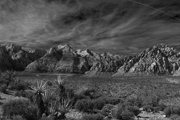 The Method of the Photographic Why Applies in All Circumstances Landscape in black and white of Red Rock Canyon in Nevada. Photograph by Amar Guillen, photographer artist.