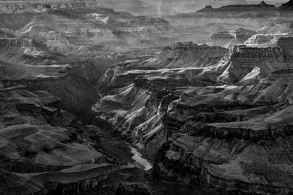 Why and How Mastering the Steps of Creating an Art Photograph Photograph in black and white of the Grand Canyon from Arizona State in USA.
